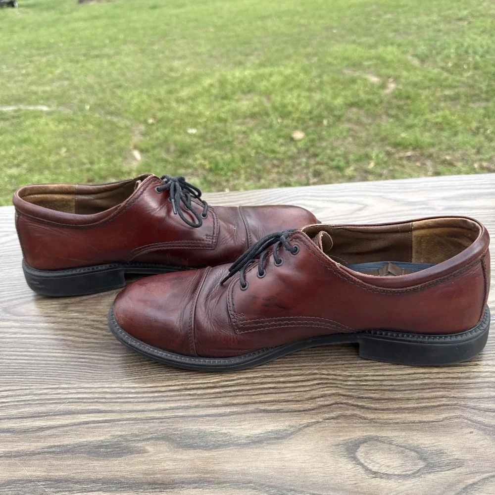 DOCKERS 090-2219 Brown Leather Cap Toe Casual‎ Dress Shoes Mens Size US 14M
